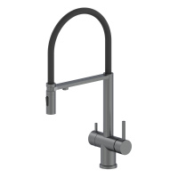 Кухонный смеситель с гибким изливом Oliveeka OL-458009-BGM, матовый оружейный металл