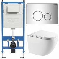 Комплект унитаза с инсталляцией Grossman Style 97.4411SQC.05.10M с клавишей смыва