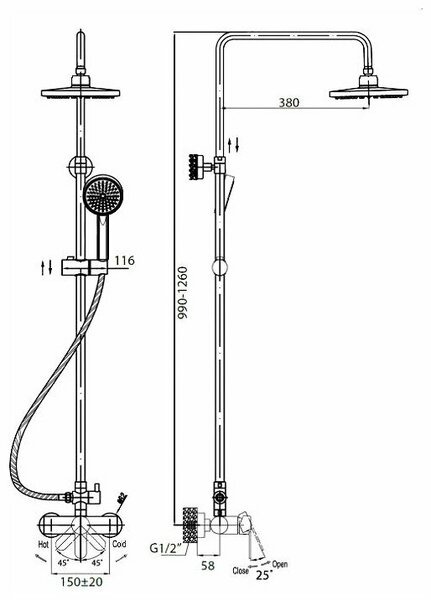 Душевая система Cezares Laconico LACONICO-C-CD1-01-S