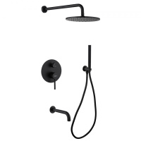 Душевой комплект ABBER Wasser Kreis AF8117B скрытого монтажа с изливом, черная матовая