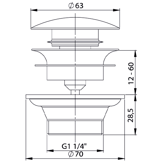 Донный клапан для раковины Bette B581-901 хром
