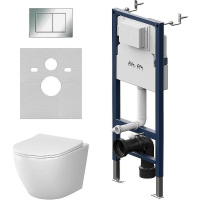 Комплект унитаза с инсталляцией Am.Pm Sense FlashClean Like IS90251.801900 с сиденьем микролифт, кнопка хром глянец