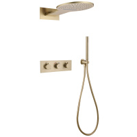 Душевой комплект ABBER Wasser Kreis AF8151G скрытого монтажа без излива, термостат, золото матовое Душевой комплект ABBER Wasser Kreis AF8151G скрытого монтажа без излива, термостат, золото матовое