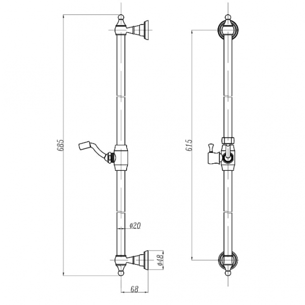 Штанга для душа Cezares CZR-S-SDC2-02