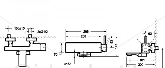 Смеситель для ванны короткий излив Bravat Arc F66061K-01A-ENG