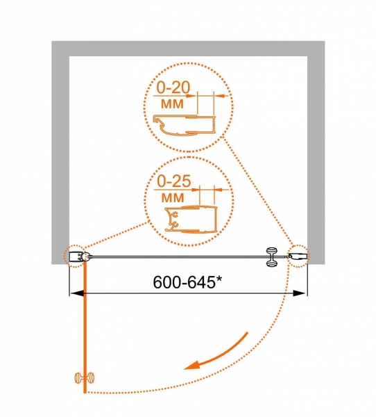 Душевая дверь в нишу Cezares TRIUMPH-D-B-1-60-C-Cr