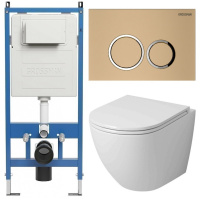 Комплект унитаза с инсталляцией Grossman Galaxy 97.4455SQ.01.310 с клавишей смыва