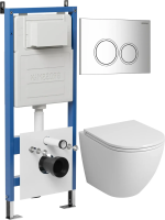 Комплект унитаза с инсталляцией Grossman Galaxy 97.4455SQ.01.100 с клавишей смыва