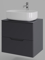 Тумба с раковиной подвесная 60 см, Orange Line Li-60TugMDF+B07-540W графит/белый