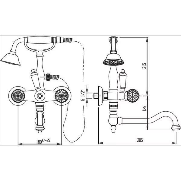 Смеситель для ванны Cezares Nostalgia NOSTALGIA-VDF-02-M