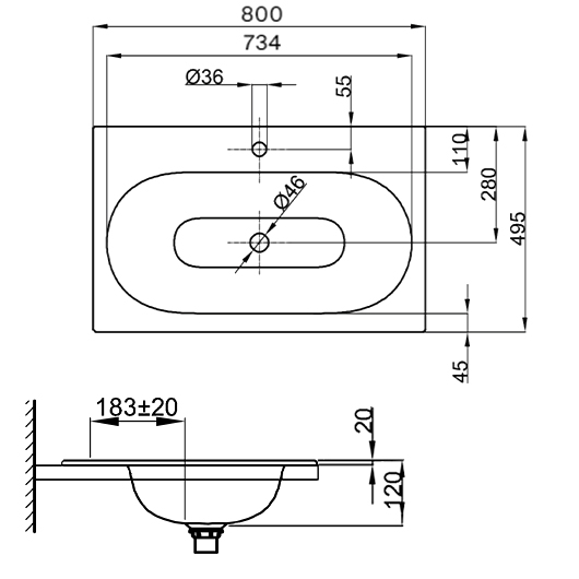 Раковина встраиваемая сверху (80х49,5) Bette Comodo A216-000 HLW1
