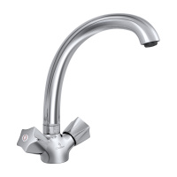 Смеситель Славен для кухни и умывальника с высоким изливом, двуручный Город (СЛ-ДВ-Е11)