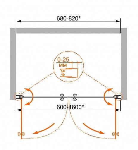 Душевая дверь в нишу Cezares ELENA-B-2-80-C-Cr