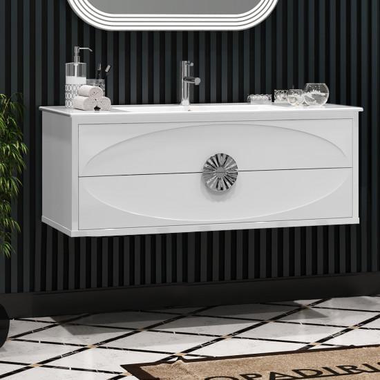 Тумба под раковину Opadiris Ибица 120   00-00007283 белый/хром (без раковины)