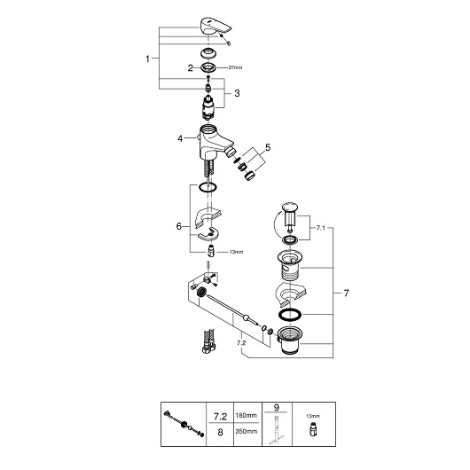 Смеситель однорычажный для биде Grohe BauFlow 23754 000 (23754000) хром