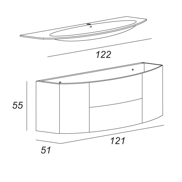 Тумба под раковину Cezares EDEN 54407 Grigio Talpa Opaco