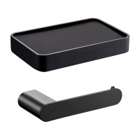 Держатель для туалетной бумаги с полкой WONZON & WOGHAND CARBON, черный WW-7726