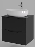 Тумба с раковиной подвесная 60 см, Orange Line Li-60TubMDF+B05-520W черный/белый