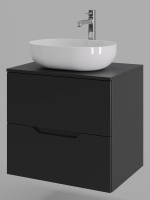 Тумба с раковиной подвесная 60 см, Orange Line Li-60TubMDF+B05-480W черный/белый