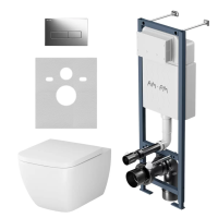 Комплект унитаза с инсталляцией Am.Pm ErgoFit IS110351.901701 с сиденье микролифт, кнопка хром глянец