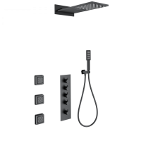 Душевая система с термостатом встраиваемая WONZON & WOGHAND, черный матовый WW-D4100-MB