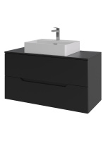 Тумба с раковиной подвесная 100 см, Orange Line Li-100TubMDF+B04-500W черный/белый