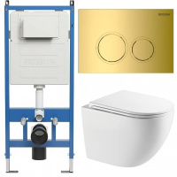 Комплект унитаза с инсталляцией Grossman Galaxy 97.4411SQC.01.300 с клавишей смыва