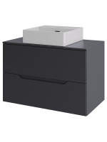 Тумба с раковиной подвесная 70 см, Orange Line Li-70TugMDF+B04-405W графит/белый