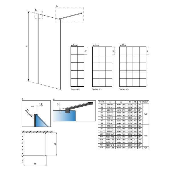 Душевая перегородка RADAWAY Modo New Black II Factory 389104-54-55