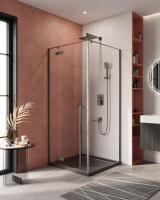 Душевой уголок (90х90) CEZARES LINER LINER-A-1-90-C-GM-L оружейная сталь