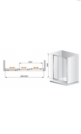 Душевая дверь в нишу Cezares FAMILY-BF-3-90-P-Cr-M