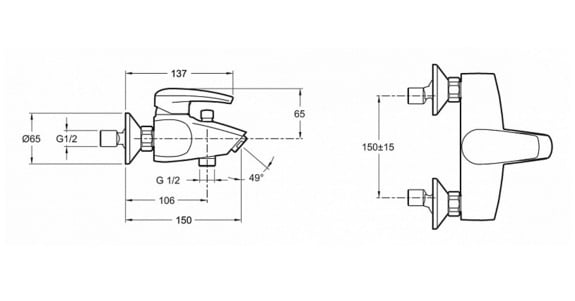 Смеситель для ванны с душем Jacob Delafon Tea E71600-CP