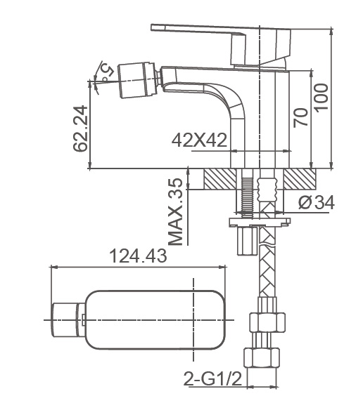 Смеситель для биде WONZON & WOGHAND ARNIE, черный матовый WW-695001-MB