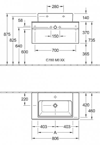 Тумба 80х46см Villeroy & Boch Memento C780M0FC