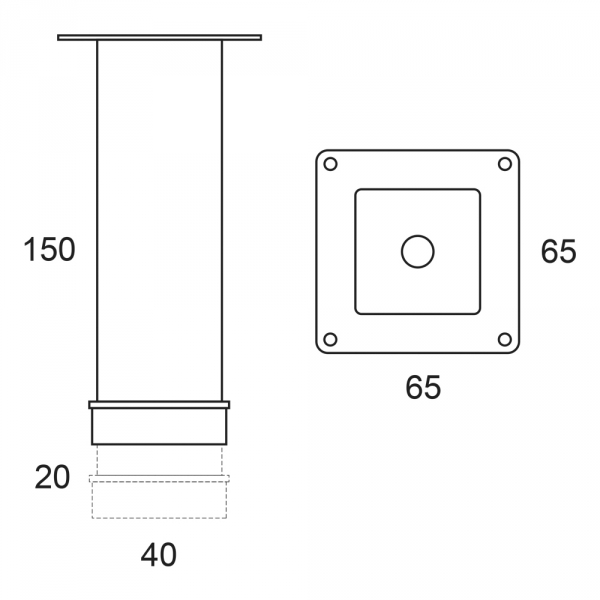 Ножки для мебели Owl 1975, 15 см хром OW99.00.00