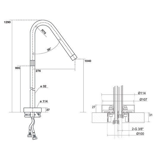 Смеситель напольный для раковины Kerasan Artwork 756198 NEW стальной