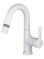 Смеситель для раковины с выдвижным изливом WONZON & WOGHAND, белый матовый WW-FE01L212-MW