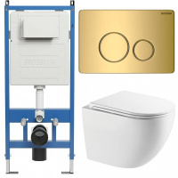 Комплект унитаза с инсталляцией Grossman Style 97.4411SQC.05.30M с клавишей смыва