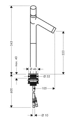 Смеситель для раковины, с двумя ручками (хром) Axor Starck 10050000