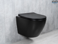 Подвесной унитаз безободковый Gid Tr2122TF-Bm черный матовый