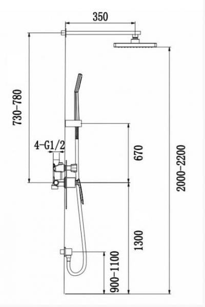 Душевой комплект Timo Helmi SX-4069/00-16SM (2100) chrome/white