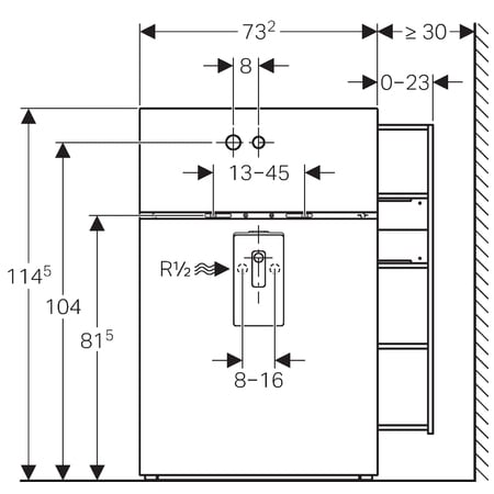 Cантехнический модуль Geberit Monolith для подвесного умывальника,стекло умбра 131.045.SQ.1