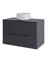 Тумба с раковиной подвесная 70 см, Orange Line Li-70TugMDF+B07-345W графит/белый