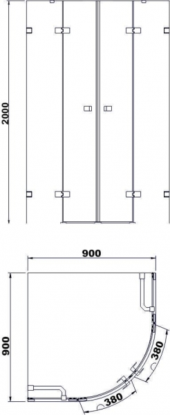 Душевой уголок 90 Black& White Stellar Wind S701 7019090