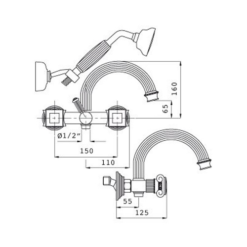 Смеситель для ванны Cezares APHRODITE-V-01-S1 Смеситель для ванны Cezares APHRODITE-V-01-S1