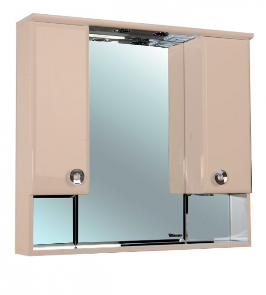 BELLEZZA Неаполь-90 зеркало-шкаф белое, бежевое (свет.)