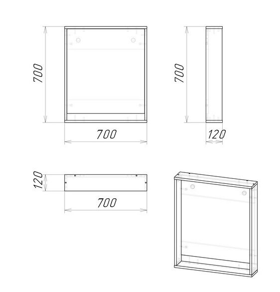 Зеркало (73х73) Grossman Смарт 207007 графит с полкой