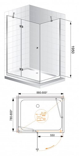 Боковая стенка Cezares Verona VE-W-40-FIX-P-Cr