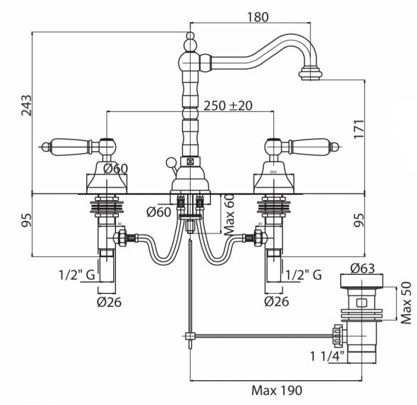 Смеситель для раковины Cezares FIRST FIRST-BLS2-02-Bi