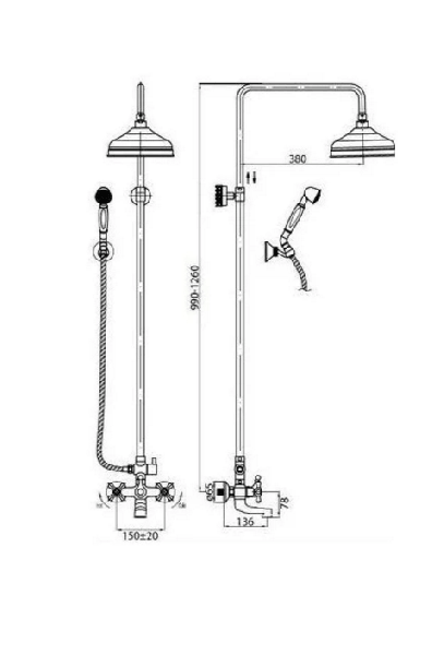 Душевой гарнитур Cezares Retro RETRO-C-CVD1-03